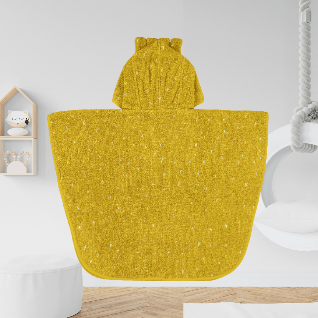 Poncho De Bain Enfant Camion Pompiers - Capuche, 50x100cm, 100% Coton - Bleu Lumière