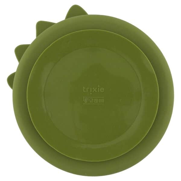 Assiette bébé en silicone avec ventouse et compartiments - Mr. Dino – Image 2