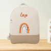 Sac à dos enfant personnalisé naturel arc en ciel orange et bleu