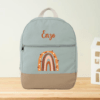 Sac à dos enfant personnalisé vert sage arc en ciel orange
