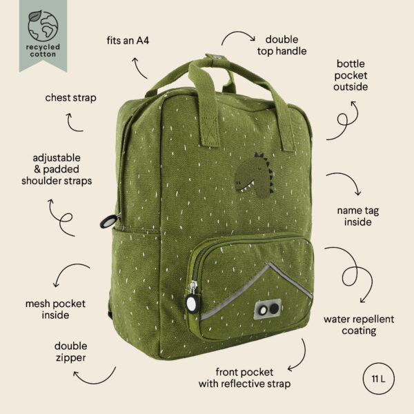 Grand Sac à Dos Personnalisé Enfant Primaire Dino – Image 2