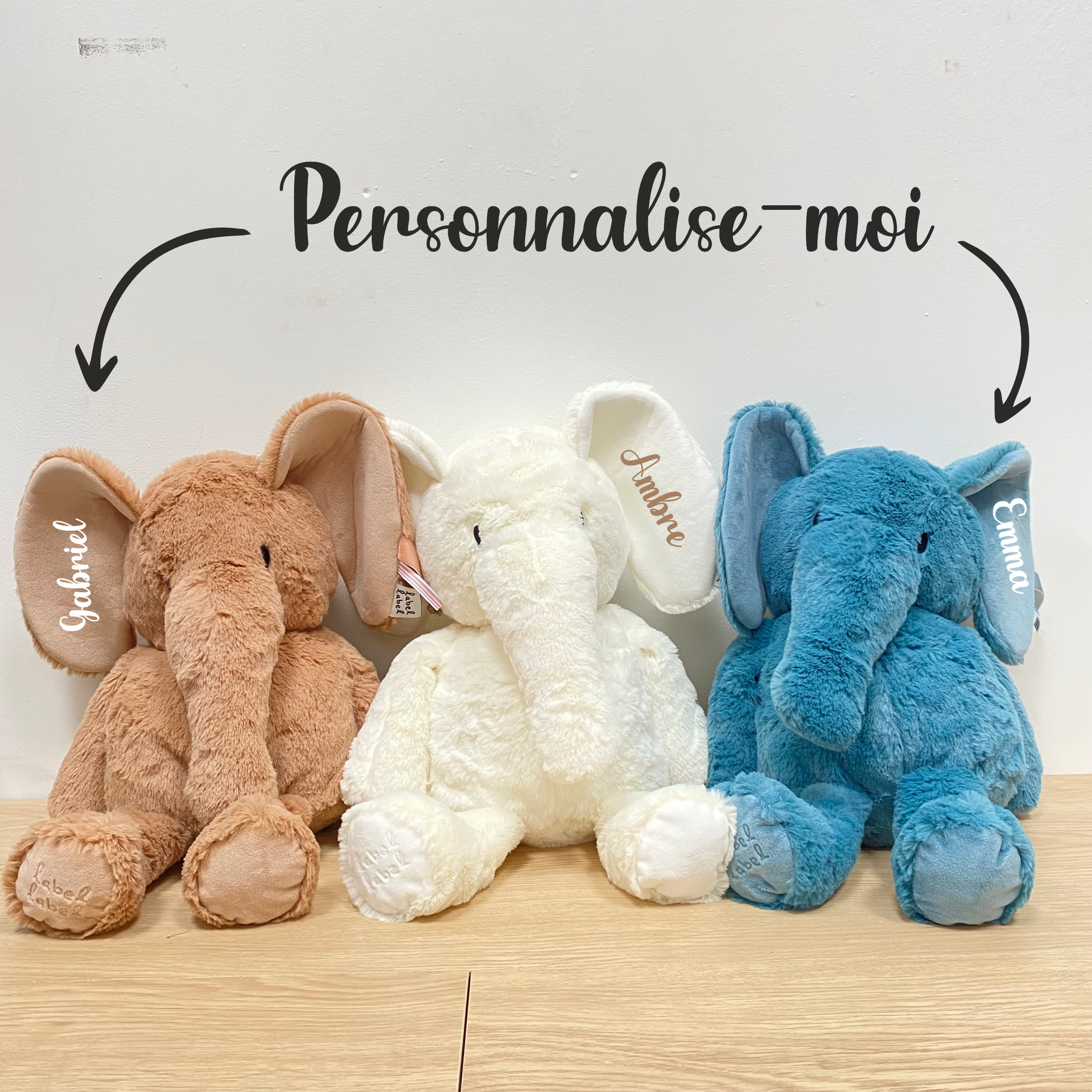 peluche éléphant lot de 3