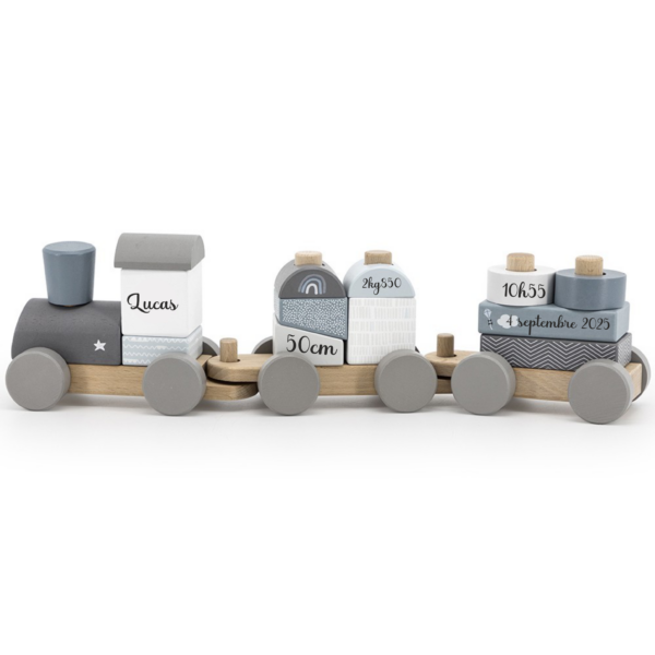 Petit train naissance personnalisé à empiler en bloc Rose – Image 10