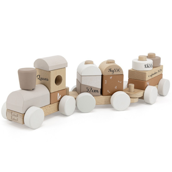 Petit train naissance personnalisé à empiler en bloc Rose – Image 6