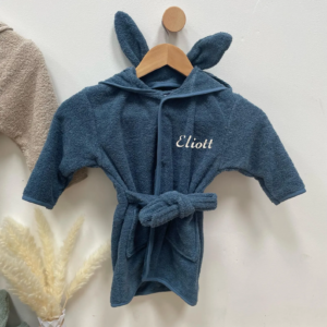 peignoir brodé enfant lapin bleu