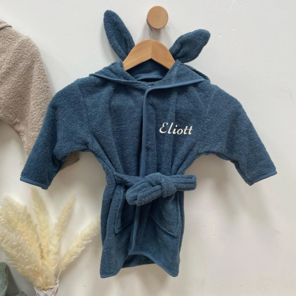 peignoir brodé enfant lapin bleu