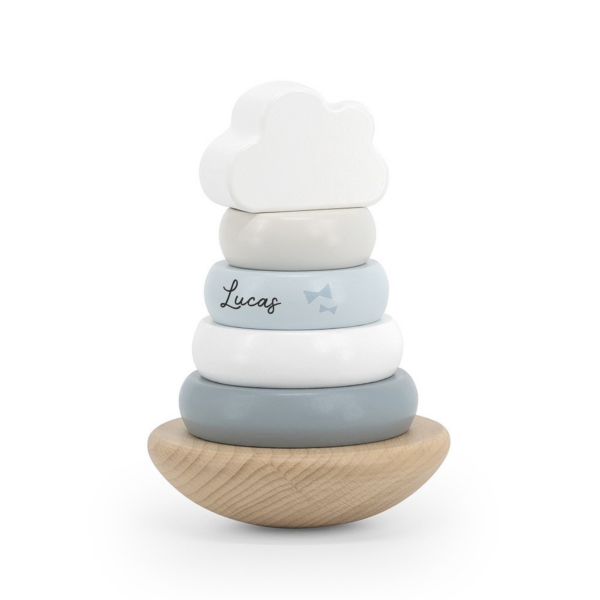 Tour/pyramide anneaux personnalisé prénom enfant en bois libellule – Image 9