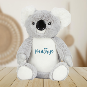 Peluche koala prénom bleu