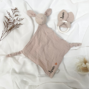 doudou plat jollein beige et attache tétine