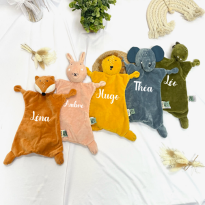Doudou animaux plat bi matière