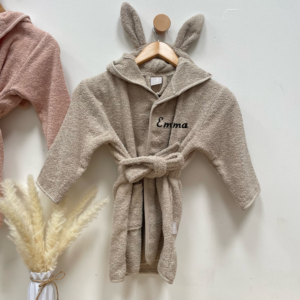 Peignoir Enfant Brodé Personnalisé oreilles lapin Nougats