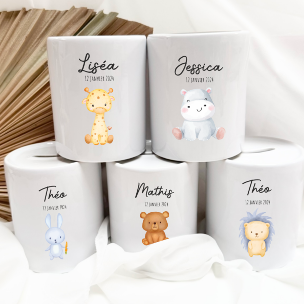 Tirelire personnalisée – Animaux & prénom – Image 2