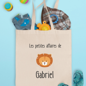 tote bag affaires enfant lion