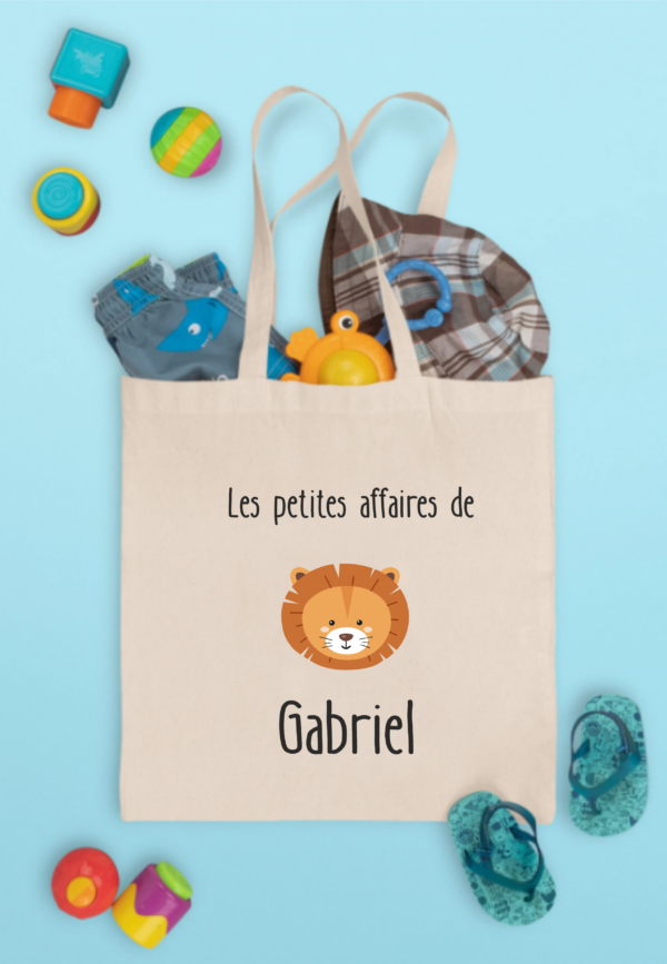 tote bag affaires enfant lion