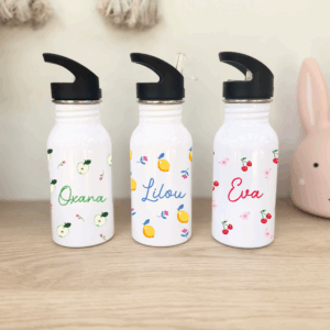 Rentrée scolaire, cadeau personnalisé, gourde école, gourde motif fruit