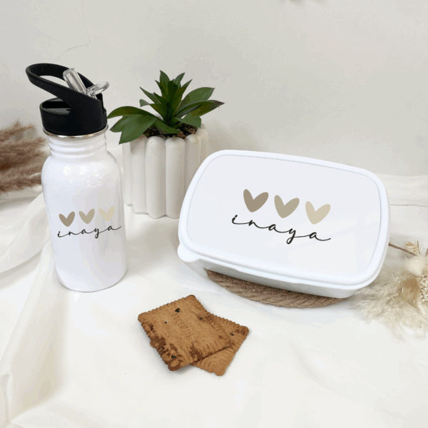 Kit de rentrée scolaire, goûter chez nounou, boîté à gouter et gourde personnalisé