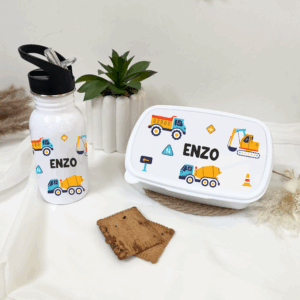 Kit rentrée goûter, gourde enfant, boîte à gouter personnalisé, cadeau garçon