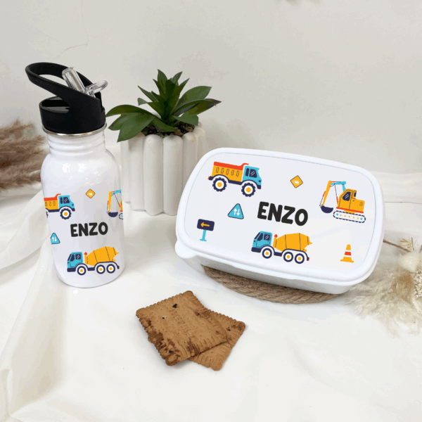 Kit rentrée goûter, gourde enfant, boîte à gouter personnalisé, cadeau garçon