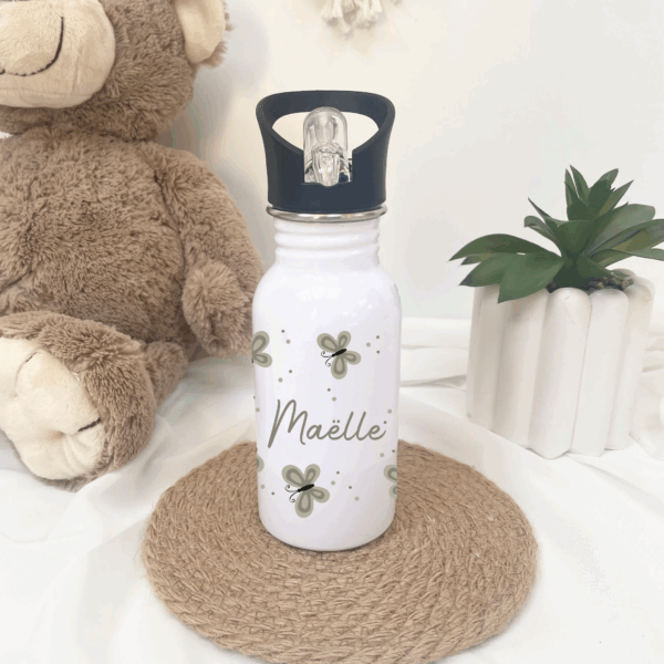 gourde papillon, cadeau personnalisé, gourde école, rentrée scolaire