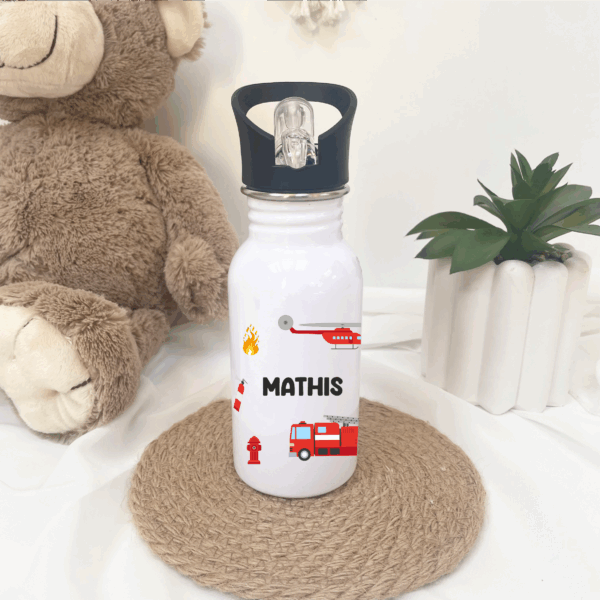 gourde pompier, enfant garçon, gourde personnalisé prénom enfant, école