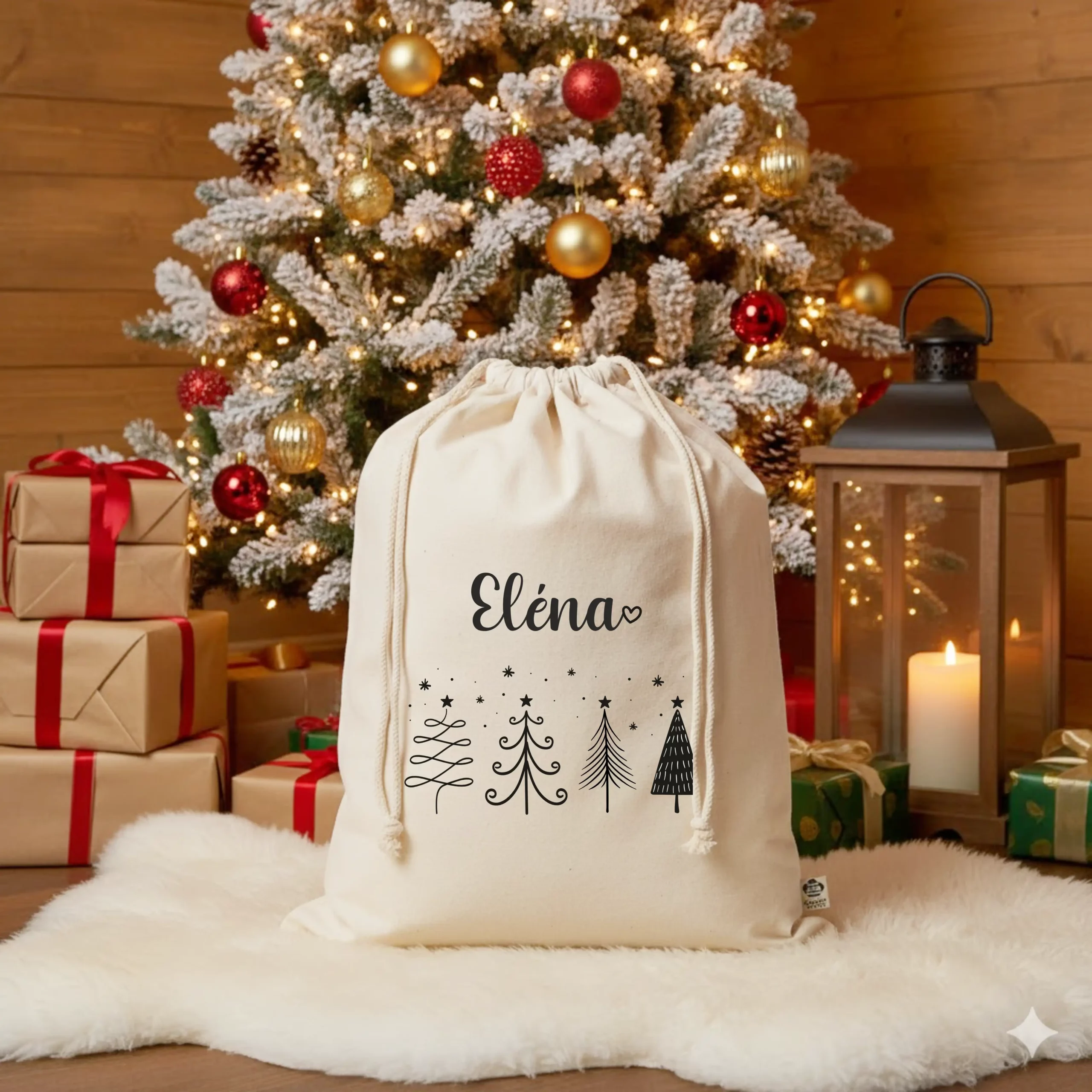hotte cadeau de noel, sac de noël